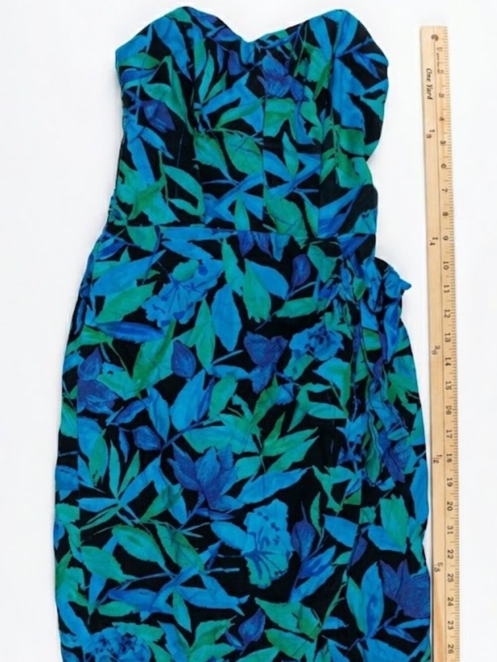 Vintage 80s Byer Too! Size 5 Tropical Print Strapless Sarong Dress Resort Wear